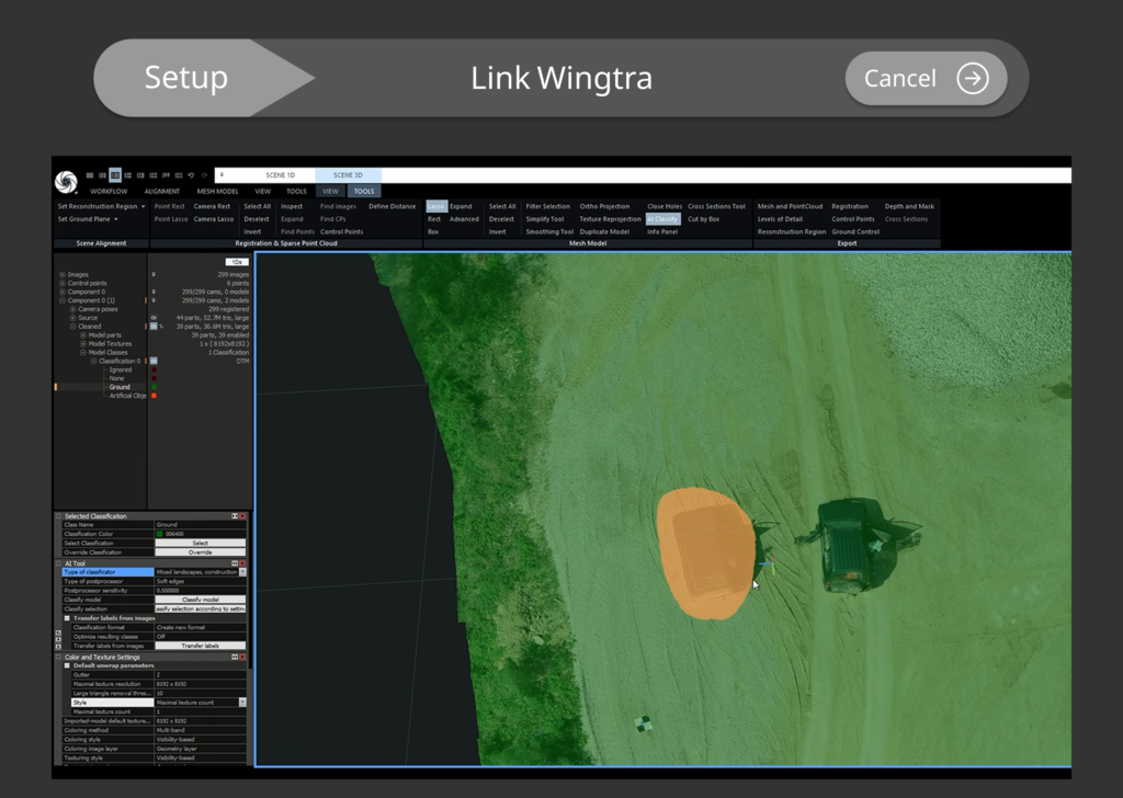 A screen for configuring Wingtra drones