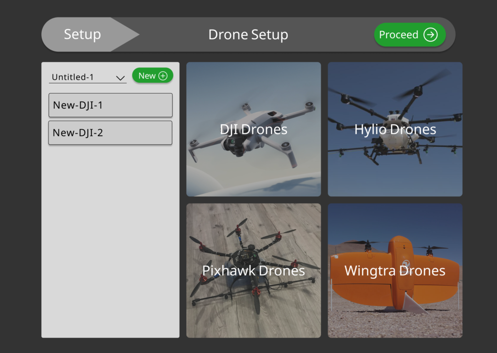 A menu to select drones from.